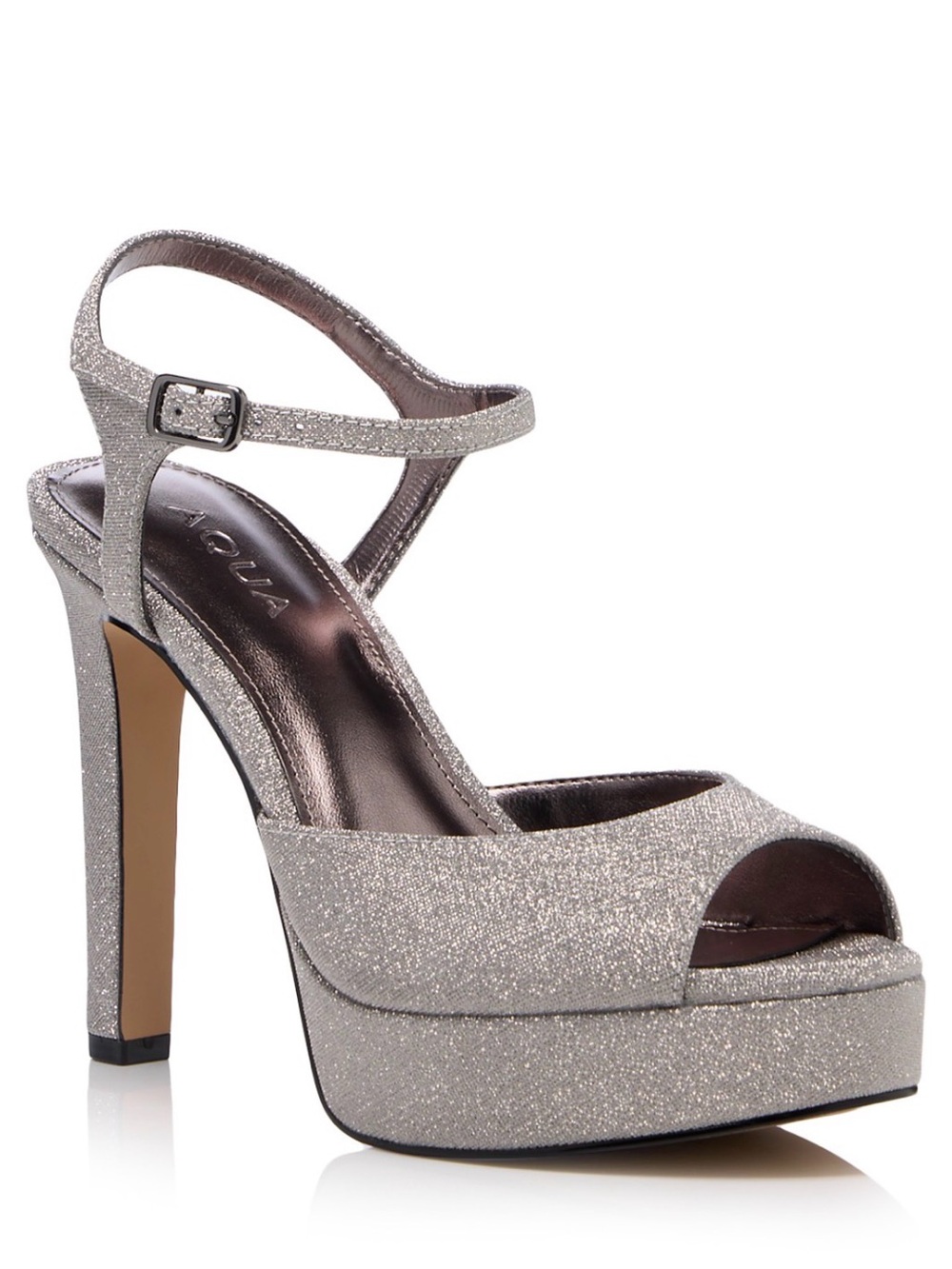 Aqua Women's Poppy Glitter Platform Sandals Silver Size 8